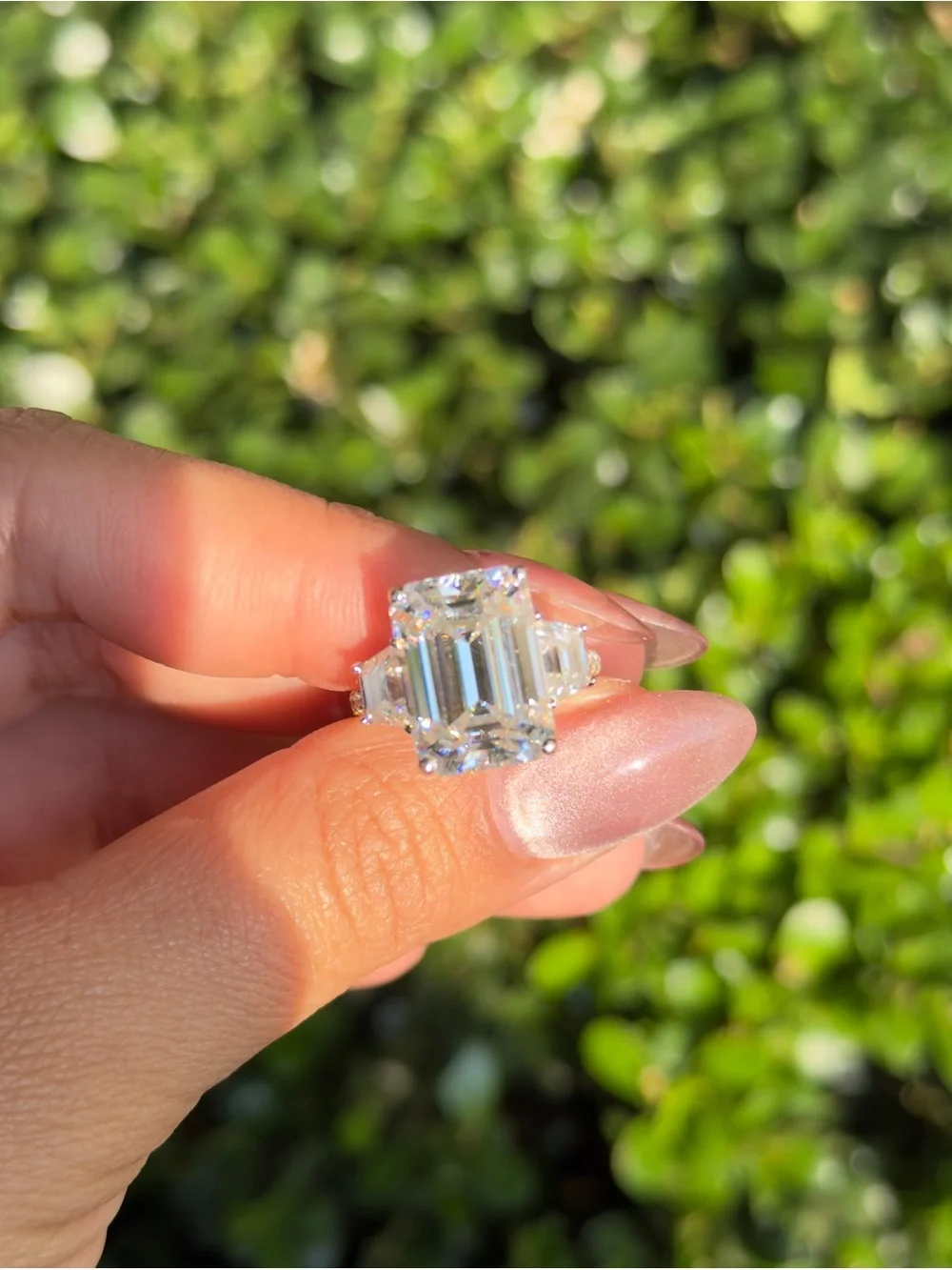 11cttw big emerald cut moissanite in real 10k yellow gold engagement ring sz6